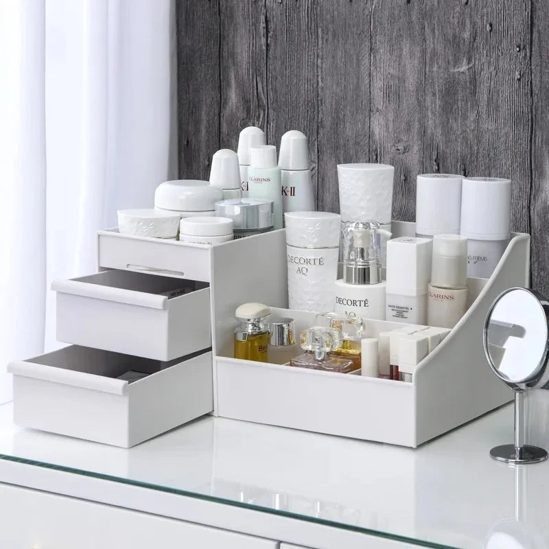 Organisateur Maquillage à Tiroirs – Rangement Cosmétiques Blanc
