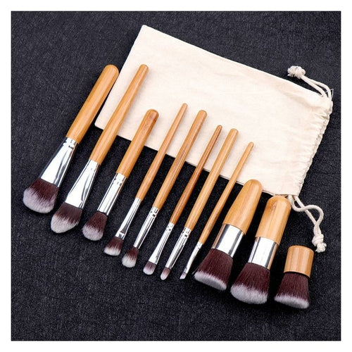 Set de 11 Pinceaux Maquillage en Bambou – Lucky Beauty