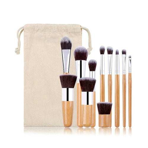 Set de 11 Pinceaux Maquillage en Bambou – Lucky Beauty