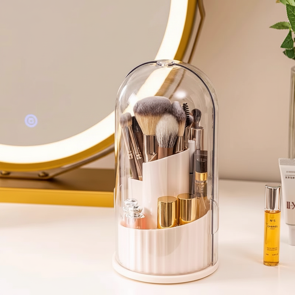Pot Rotatif Pinceaux Maquillage – Rangement Cosmétiques Anti-Poussière