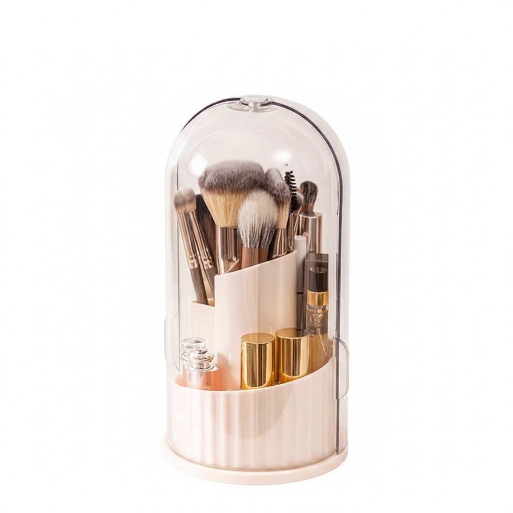 Pot Rotatif Pinceaux Maquillage – Rangement Cosmétiques Anti-Poussière