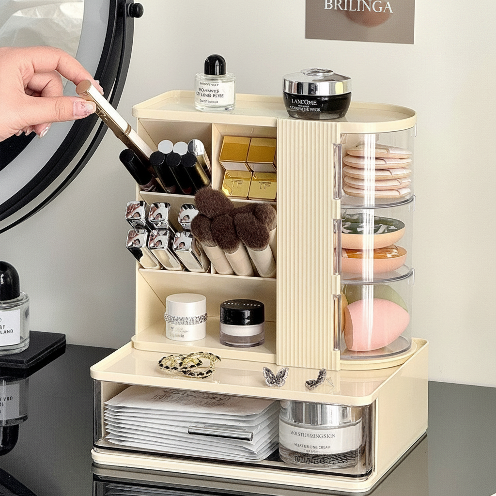 Organisateur Coiffeuse – Étagère Rangement Rouge à Lèvres & Cosmétiques